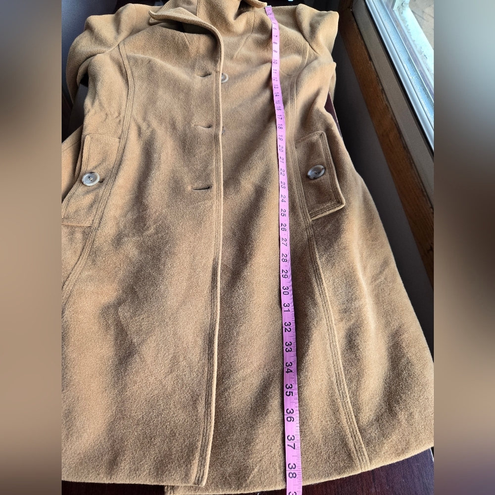 Banana Republic Camel Wool Blend Tailored Long Coat - Size Large - Picture 11 of 11